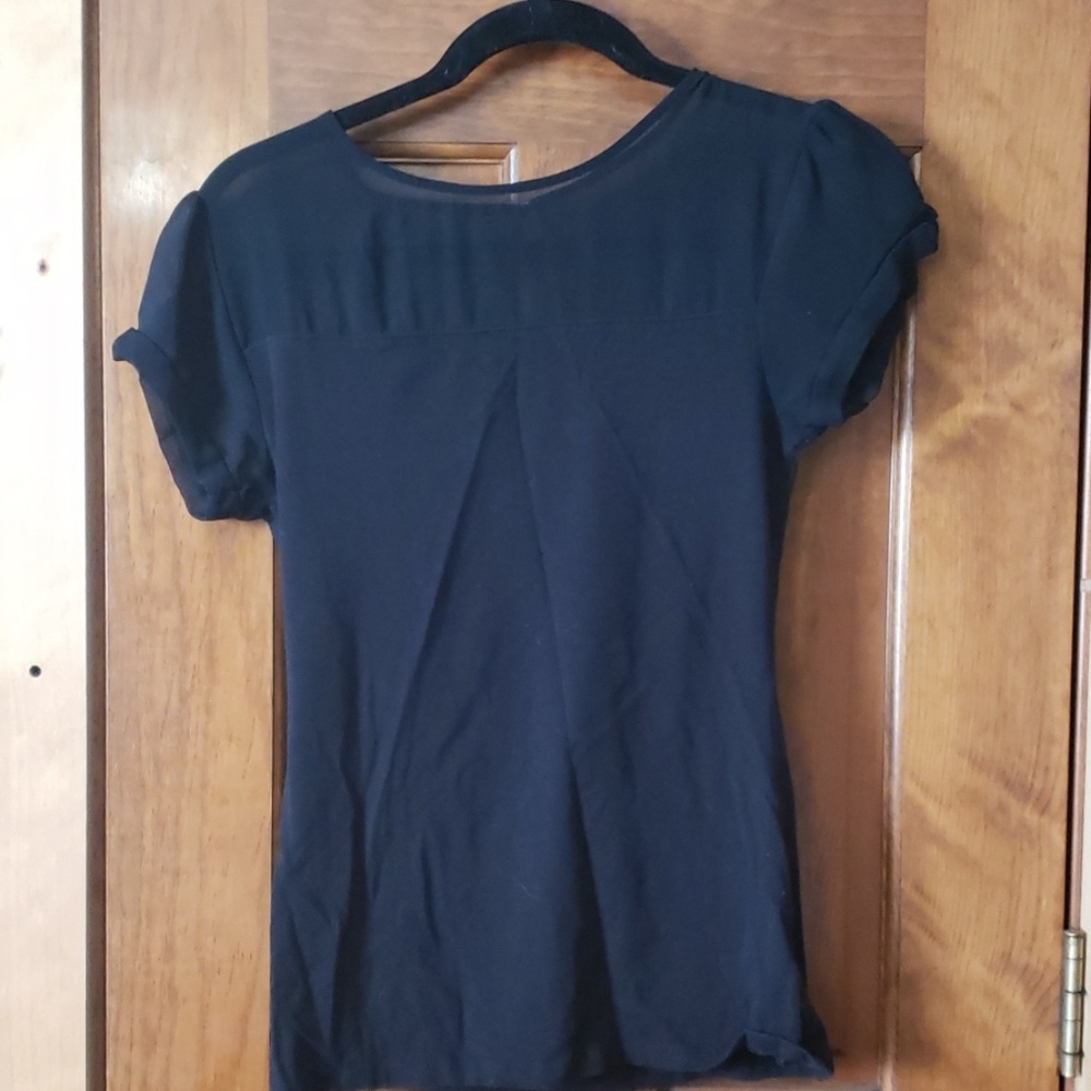 Express illusion neck cap sleeve top